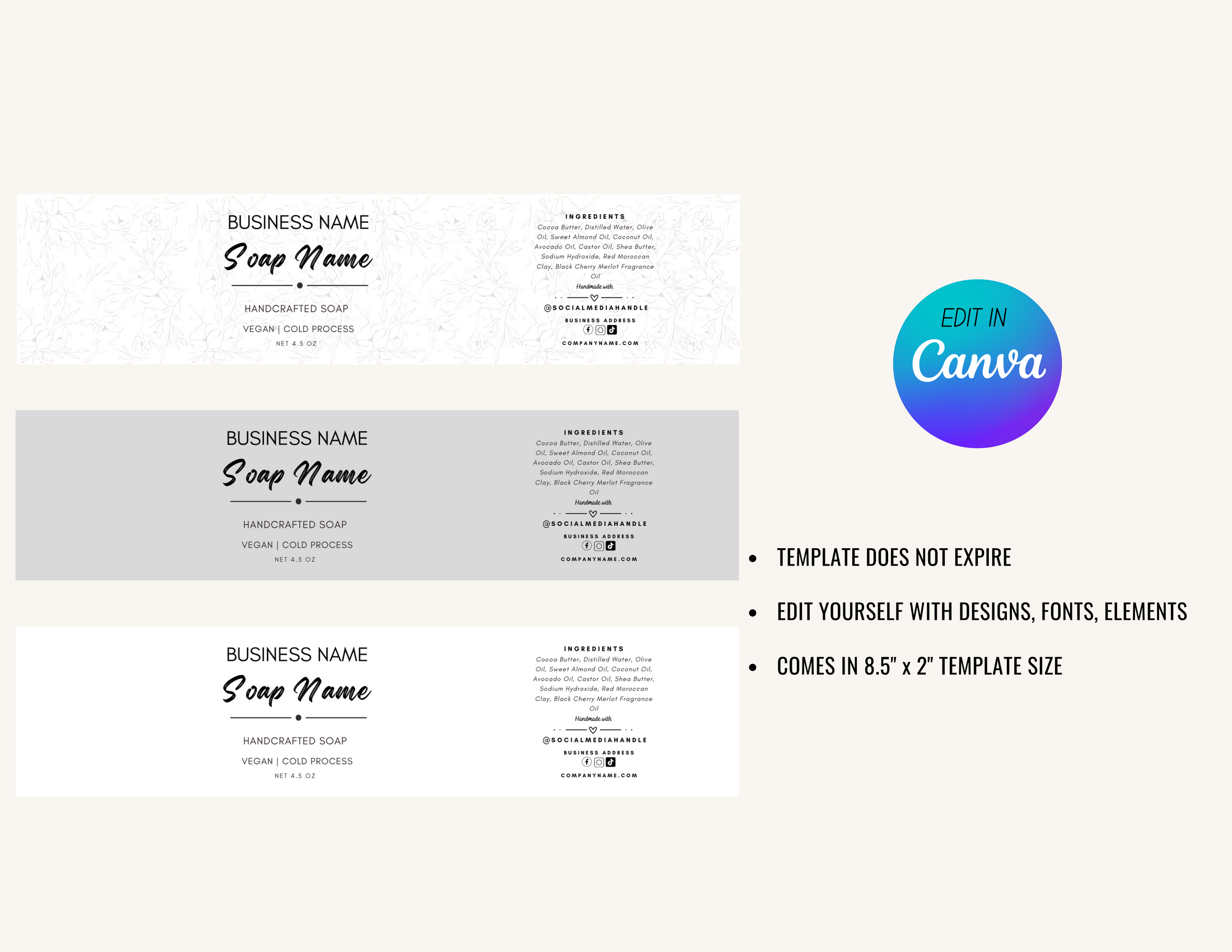 Soap Band Label Template (Editable in Canva)